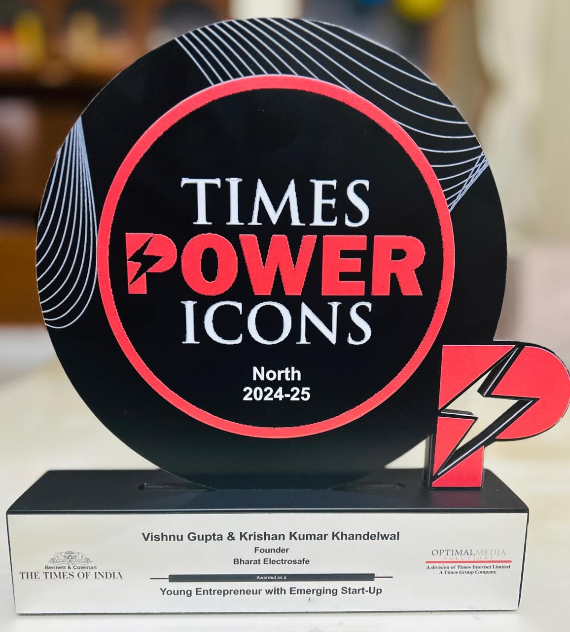 Young Entrepreneur with Emerging Start-Up award at Times Power Icons Awards