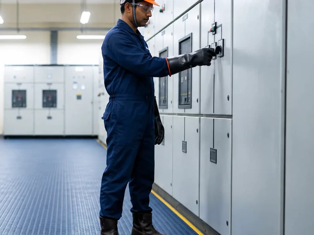 Bharat Electrosafe electrical insulating mat in use
