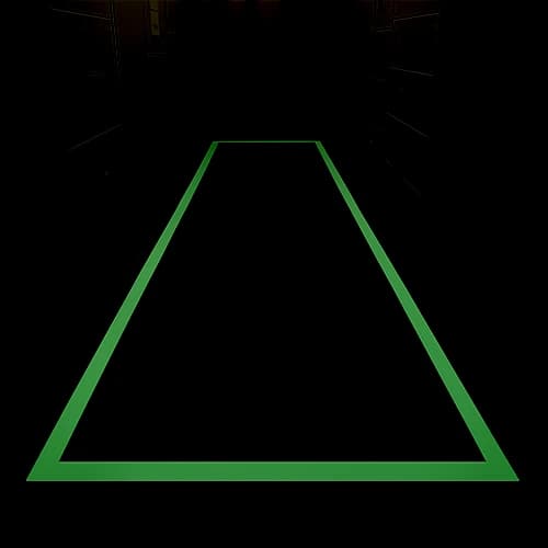 Auto-glow insulating mat in daylight, with green and orange sections either side of a pale glow band