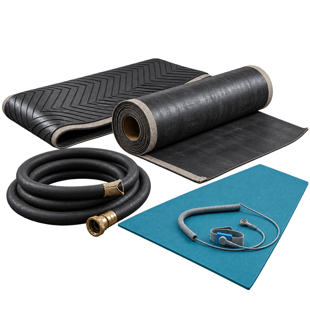 Industrial rubber sheet, hose, ESD mat and conveyor products