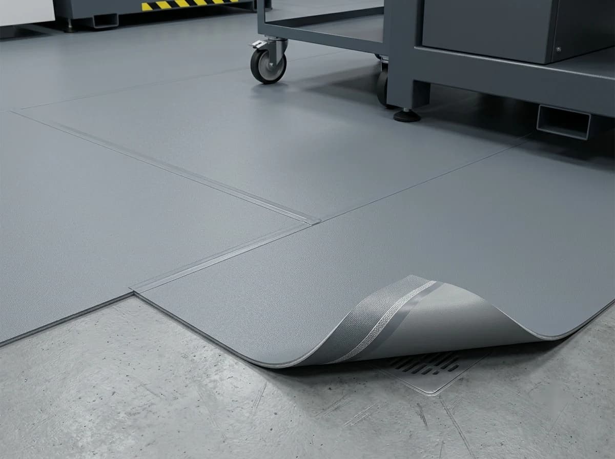 PVC flooring material surface detail and flexible edge